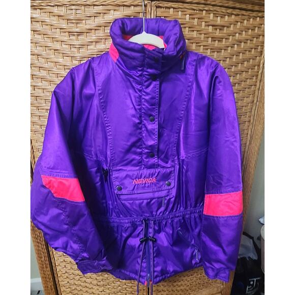 Vintage 90s NEVICA Ski Jacket Women’s Size 10 Purple & Neon Pink Retro Snow Coat - Picture 1 of 16